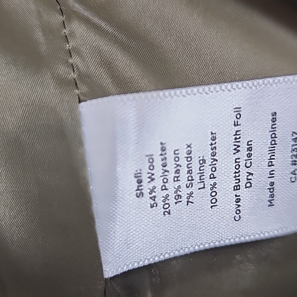 EUC Talbots Olive Green Wool Blend Fitted Stretch Blazer Gold Button Size 4 - Picture 11 of 11